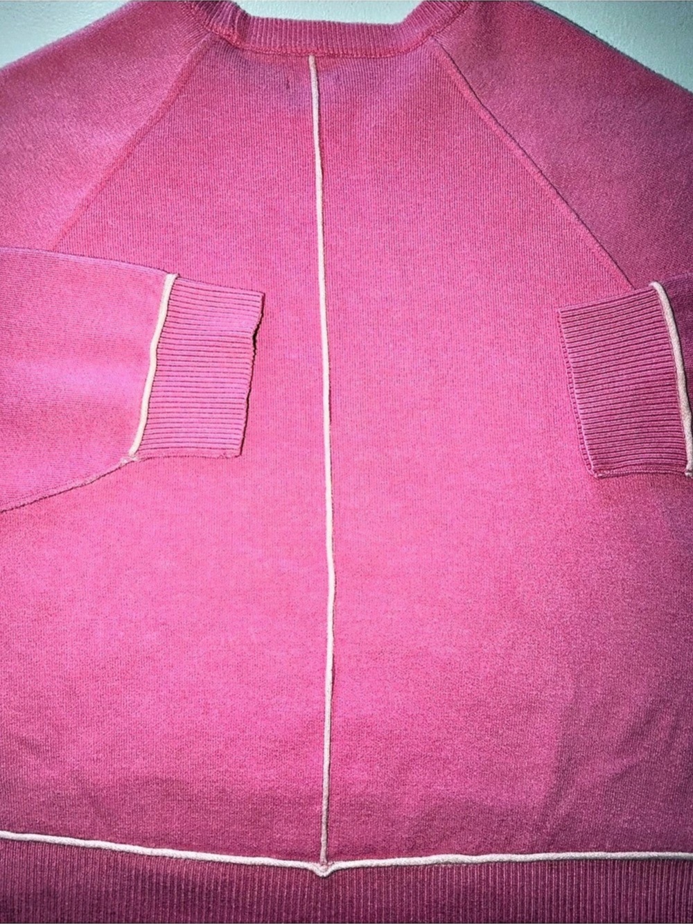 Pilcro Anthropologie Oaklyn Cozy Crew-Neck Sweatshirt Pink Cropped Oversized M - Picture 6 of 8